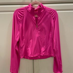Lilly Pulitzer Hot Pink Justine crop half zip.